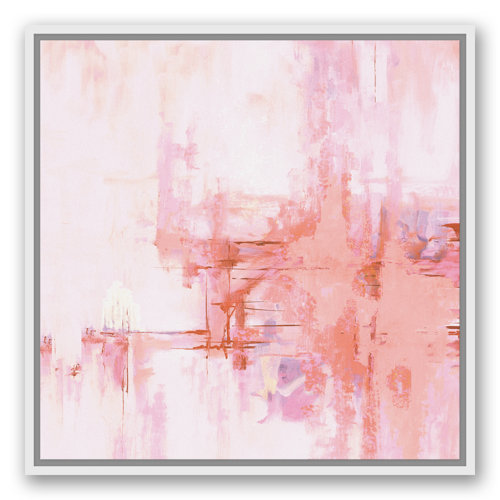Wrought Studio 'Blush Pink Abstract' Framed Graphic Art Print on Canvas